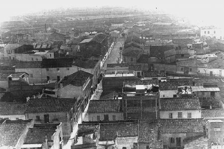 Vista de Manises hacia el medioda desde el campanario de la iglsia de San Juan Bautista. Foto del ao 1953.