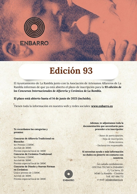 Abierta la convocatoria para la 93 edición de los Concursos de Alfarería y Cerámica de La Rambla