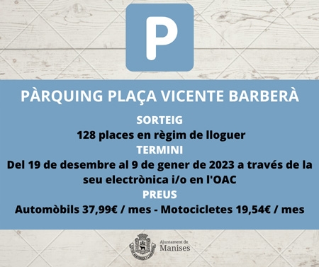 El aparcamiento de la plaza Vicente Barberá ya es de titularidad municipal